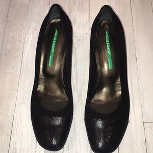 Moda Di Fausto Black Suede And Textured Pumps